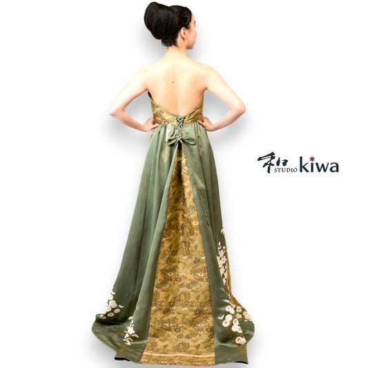 コレクションドレス ビスチェドレス 帯 訪問着 菊紋様のビスチェドレス