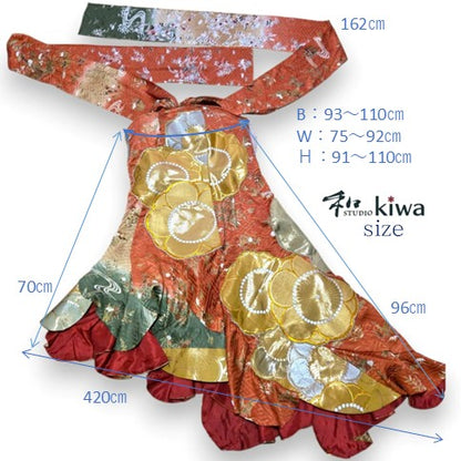 コレクションドレス　　エスカルゴワンピース　振袖　帯　花文様エスカルゴワンピース