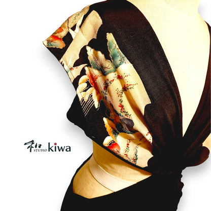 コレクションドレス　　オールインワンねじれパンツ　留袖　黒風景文様のオールインワンねじれパンツ