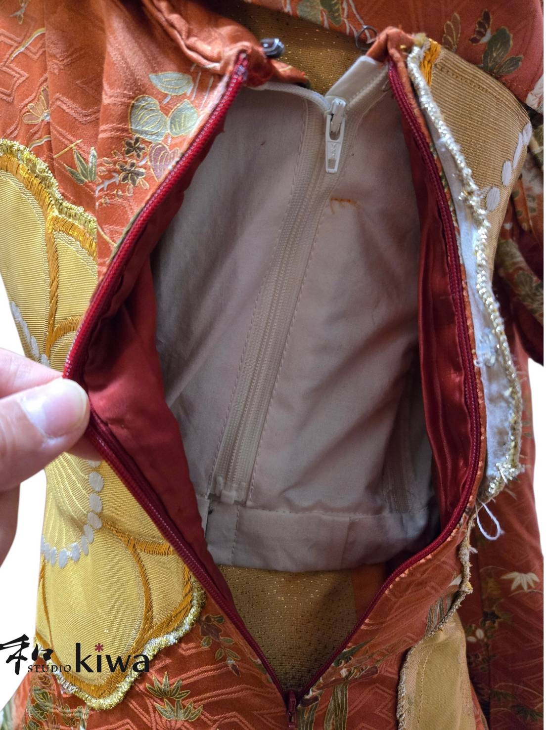 コレクションドレス　　エスカルゴワンピース　振袖　帯　花文様エスカルゴワンピース