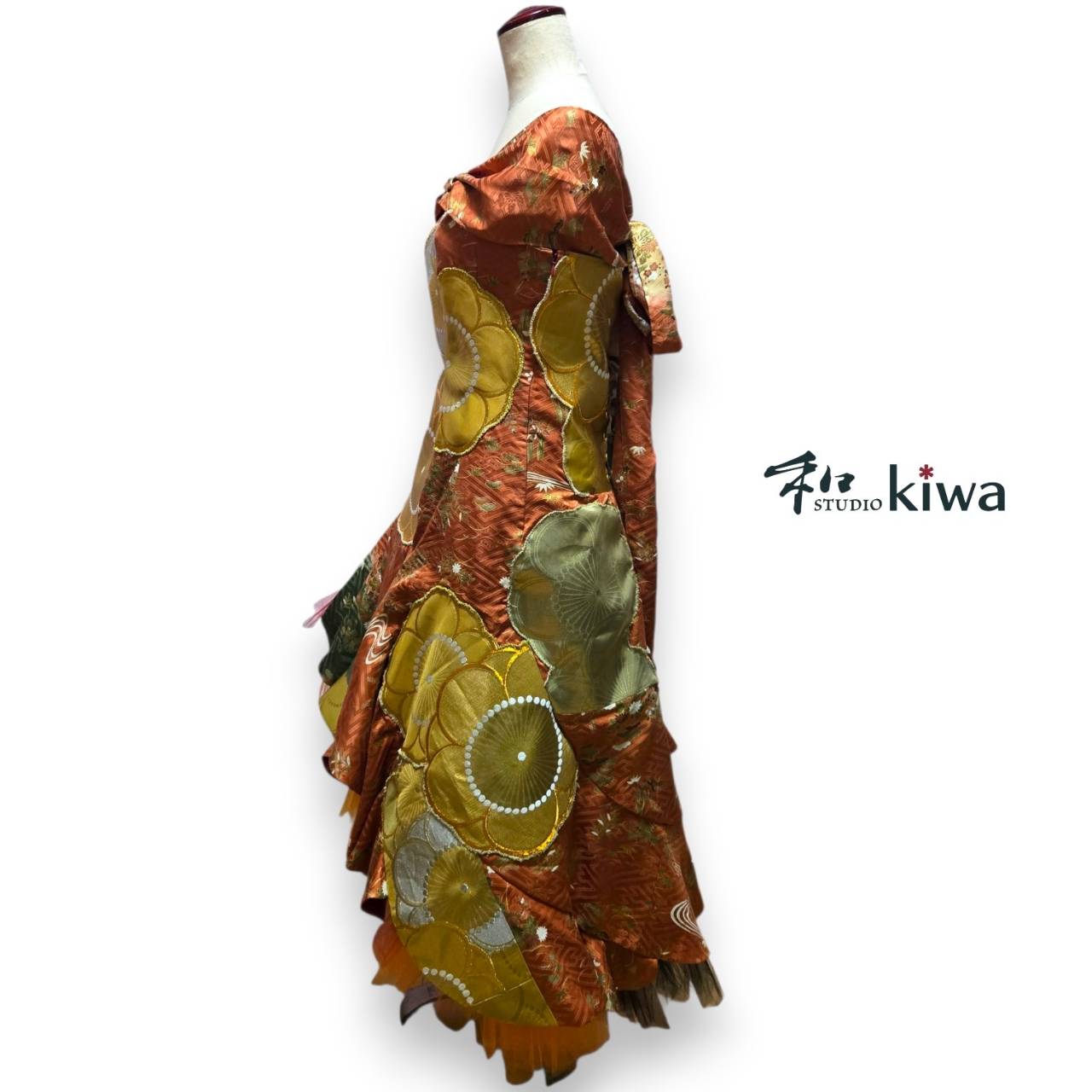 コレクションドレス　　エスカルゴワンピース　振袖　帯　花文様エスカルゴワンピース